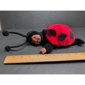 Vintage 1998 Anne Geddes Baby Ladybug Bean Filled Collection Plush Sleep 9" Doll